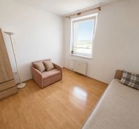 Ein Zimmer in einer 3-Zimmer-Wohnung mit einem Boden in Holzoptik, einem Sofa und einem Sessel.