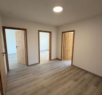 Ein Zimmer in einer 3-Zimmer-Wohnung mit einem Holzboden und drei Türen.
