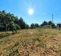 Ein sonniges Grundstück in der Školská-Straße in Tesárske Mlyňany mit sichtbarem Zaun und grüner Vegetation.