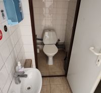 Toilette im Gastronomiebereich mit Waschbecken und Seifenspender.