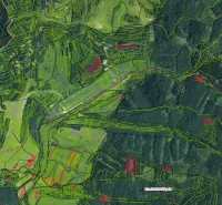 Satellitenkarte von landwirtschaftlichen und forstwirtschaftlichen Flächen im Gebiet Ľubica.
