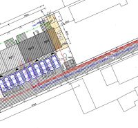Grundriss des Entwurfs auf dem Grundstück für ein Einfamilienhaus in Nová Polhora in der Straße Nová Polhora.