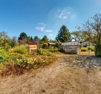 Der Garten rund um die Hütte im Alžbetin Dvor in Miloslavov mit vielfältiger Vegetation.