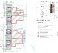 Entwurf von Doppelhäusern mit Parkplätzen und öffentlichem Gehweg in der Stadt Poprad.