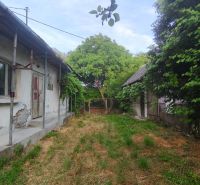 Der Garten beim Einfamilienhaus in Čelovce mit einem Landhaus und Bäumen.