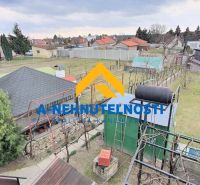 Blick auf den Garten bei einem Einfamilienhaus in Veľký Meder mit Gartenbauten.