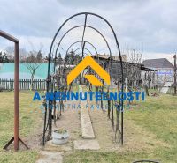 Ein Garten mit einem Weinberg bei einem Einfamilienhaus in Veľký Meder, umgeben von Nachbarhäusern.