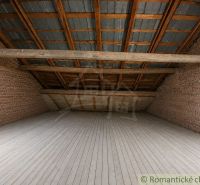 Ein Dachbodenraum mit Holzbalken, Ziegelwänden und einem Boden in Holzoptik.