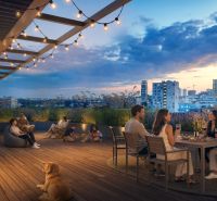Dachterrasse mit Sitzgelegenheiten und Grillmöglichkeiten in Bratislava - Ružinov in Mlynské Nivy.