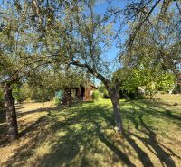 Ein Garten mit Obstbäumen in der Nähe einer Hütte in der Vinica-Straße in Lučenec.