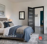 Schlafzimmer mit Bett, Teppich, Lampen und Holzboden in einer Einzimmerwohnung.