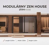 Modulares Zen-Haus mit Glastüren und Holzdekor für ein Einfamilienhaus in Kysucké Nové Mesto.