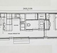 Grundriss eines Einfamilienhauses mit Küche, Hauswirtschaftsraum und Schlafzimmer.