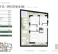 Grundriss einer 3-Zimmer-Wohnung mit Terrasse im Projekt Pod Vinicami.