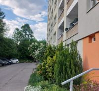 Ein Wohnhaus in der Internátna-Straße in Banská Bystrica, umgeben von Grünflächen und Parkplätzen.