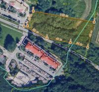 Luftaufnahme von Grundstücken - Gewerbe an der Eisenbahnstraße in der Stadt Veľký Krtíš.