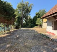 Der Hof des Einfamilienhauses am Platz des hl. Florian in Krakovany, umgeben von Grün und Bäumen.