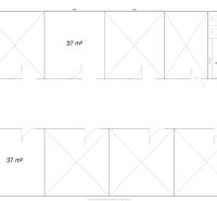 Grundriss der Büros mit Flächen von 37 und 39 m² im fünften Stock.