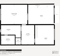 Grundriss einer 3-Zimmer-Wohnung mit Balkon in der Rumančekova-Straße in Bratislava.