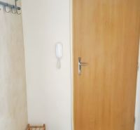 Eingangsflur in einer 3-Zimmer-Wohnung mit Garderobe, Schuhschrank und Holztüren.