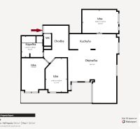 Grundriss einer 4-Zimmer-Wohnung in der Družstevná-Straße, Hamuliakovo mit großem Wohnzimmer und Küche.