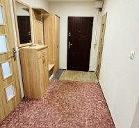 Flur mit Teppich und Einbauschrank in einer 3-Zimmer-Wohnung.