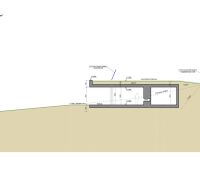 Grundriss eines Einfamilienhauses in Častkovce mit Terrasse und Photovoltaikanlagen.