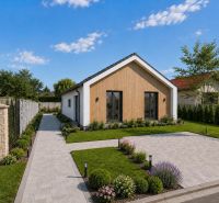 Einfamilienhaus in der Straße Veľká Mača in Veľká Mača mit gepflegtem Garten und Gehweg.