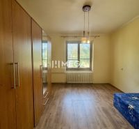 Ein Zimmer in einer 2-Zimmer-Wohnung mit einem Boden in Holzoptik und einem Einbauschrank.