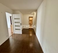 Der Flur in der 3-Zimmer-Wohnung mit weißen Türen und einem Boden in Holzoptik.