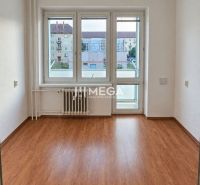 Ein Zimmer in einer 2-Zimmer-Wohnung mit einem Holzboden und einem großen Fenster.