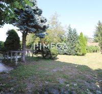 Der Garten beim Einfamilienhaus in der Kudlovská-Straße in Humenné, umgeben von Nadelbäumen.