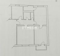 Grundriss einer 3-Zimmer-Wohnung mit Eingängen zu den einzelnen Räumen.
