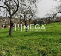 Blick auf eine grüne Wiese mit Bäumen und Aussicht auf Humenné von der Brestovská-Straße.
