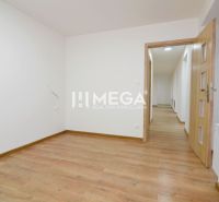 Ein Zimmer in einer 2-Zimmer-Wohnung mit einem Boden in Holzoptik und offenen Türen.