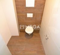 Toilette mit Holzboden in einer 3-Zimmer-Wohnung.