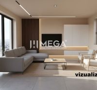 Wohnzimmer mit bequemer Couch, Sesseln und großen Fenstern in einem Einfamilienhaus.