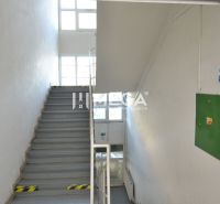 Treppe in Produktionsräumen mit Belichtung durch Fenster.