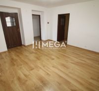 Ein leerer Raum mit weißen Wänden und einem Boden in Holzoptik in einer 3-Zimmer-Wohnung.