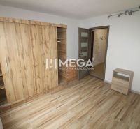 Ein Zimmer mit einem Holzboden und einem Einbauschrank in einer 3-Zimmer-Wohnung.