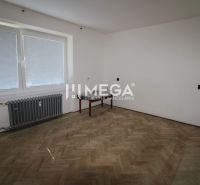 Ein Zimmer mit Holzboden und Heizkörper in einer 2-Zimmer-Wohnung.