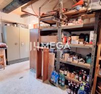 Ein Lagerraum in der Hütte mit Regalen voller Eingemachtem und Konserven, der Boden mit Holzdekor.
