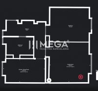 Grundriss einer 2-Zimmer-Wohnung mit Küche, Wohnzimmer und Badezimmer in der Palárikova-Straße in Snina.