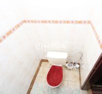 Toilette mit Keramikfliesen im Einfamilienhaus.