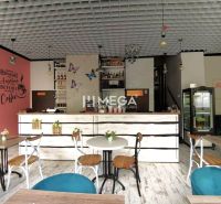 Ein Café mit Holzeinrichtung, Tischen und Stühlen, dekoriert mit Wänden in einem Gastronomiebereich.