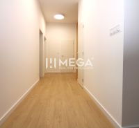 Ein Flur mit hellen Wänden und einem Boden in Holzoptik in einer 3-Zimmer-Wohnung.