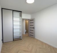 Ein Zimmer in einer 4-Zimmer-Wohnung mit einem Boden in Holzoptik und einem Einbauschrank.