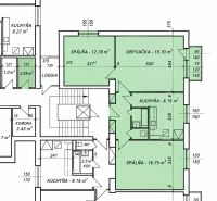 Grundriss einer 3-Zimmer-Wohnung mit Raumgrößen und Loggia.