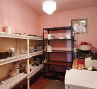 Speisekammer im Einfamilienhaus mit Regalen für Lebensmittel und Zubehör.