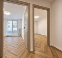 Innenraum einer 3-Zimmer-Wohnung mit Holzbodenoptik und viel Tageslicht.